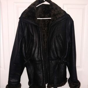 GENUINE SHEARLING AND LEATHER COAT